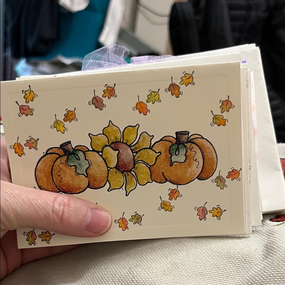 Set of 15, Autumn Pumpkin and Sunflower and More Blank Greeting Cards